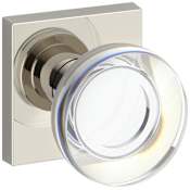 Baldwin Contemporary Crystal Non-Turning Two-Sided Dummy Door Knob Set with Contemporary Square Rose from the Reserve Collection Lifetime Polished Nickel