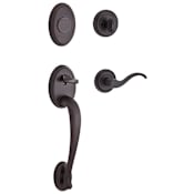 Baldwin Columbus Left Handed Dummy Handleset with Traditional Round Rose and Curve Lever on Interior Venetian Bronze