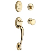 Baldwin Columbus Dummy Handleset with Traditional Round Rose and Round Knob on Interior Lifetime Polished Brass
