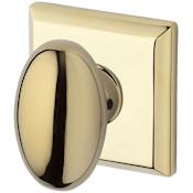Baldwin Ellipse Non-Turning Two-Sided Dummy Door Knob Set with Square Rose Lifetime Polished Brass