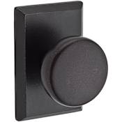 Baldwin Rustic Non-Turning Two-Sided Through-Door Dummy Door Knob Set with Square Rosette from the Reserve Collection Dark Bronze