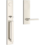 Baldwin Santa Cruz Full Dummy Full Plate Handleset with Non-Turning Dummy Interior Square Lever Lifetime Polished Nickel