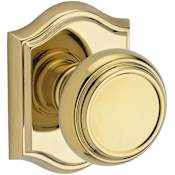 Baldwin Traditional Non-Turning Two-Sided Dummy Door Knob Set with Arch Rose Lifetime Polished Brass