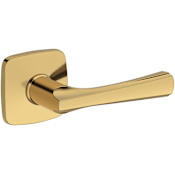 Baldwin Wyndcliff Non-Turning Two-Sided Dummy Door Lever Set with Soft Square Rose from the Reserve Collection Lifetime Polished Brass