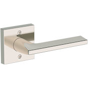 Baldwin Anaheim Hills Non-Turning One-Sided Dummy Door Lever with Contemporary Square Rose from the Reserve Collection Lifetime Polished Nickel