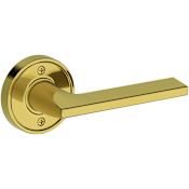 Baldwin Anaheim Hills Non-Turning One-Sided Dummy Door Lever with Recessed Round Rose from the Reserve Collection Lifetime Polished Brass