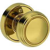 Baldwin Bremerton Non-Turning One-Sided Dummy Door Knob with Recessed Round Rose from the Reserve Collection Lifetime Polished Brass