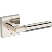 Baldwin Lake Forest Non-Turning One-Sided Dummy Door Lever with Contemporary Square Rose from the Reserve Collection Lifetime Polished Nickel
