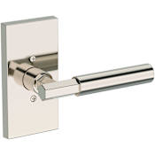 Baldwin Riddling Non-Turning One-Sided Dummy Door Lever with Contemporary 5" Rose from the Reserve Collection Lifetime Polished Nickel