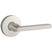Baldwin Square Non-Turning One-Sided Dummy Door Lever with Round Rose Satin Nickel