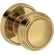 Baldwin Bremerton Passage Door Knob Set with Recessed Round Rose from the Reserve Collection Lifetime Polished Brass