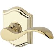 Baldwin Curve Passage Leverset with Traditional Arch Rose Lifetime Polished Brass
