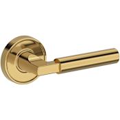Baldwin Lake Forest Passage Door Lever Set with Recessed Round Rose from the Reserve Collection Lifetime Polished Brass