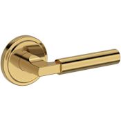 Baldwin Lake Forest Passage Door Lever Set with Stepped Round Rose from the Reserve Collection Lifetime Polished Brass