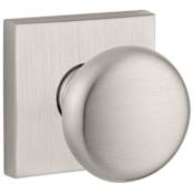 Baldwin Round Passage Knobset with Contemporary Square Rose Satin Nickel