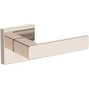 Baldwin Sharpewood Passage Door Lever Set with Contemporary Square Rose from the Reserve Collection Lifetime Polished Nickel