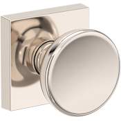 Baldwin Solvang Passage Door Knob Set with Contemporary Square Rose from the Reserve Collection Lifetime Polished Nickel