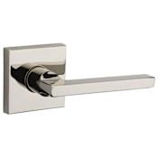 Baldwin Square Passage Door Lever Set with Contemporary Square Rosette Lifetime Polished Nickel
