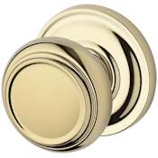 Baldwin Traditional Passage Door Knob with Round Rose Lifetime Polished Brass