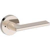 Baldwin Anaheim Hills Privacy Door Lever Set with Contemporary Round Rose from the Reserve Collection Lifetime Polished Nickel