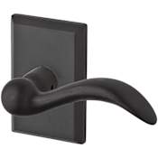 Baldwin Arch Privacy Leverset with Rustic Square Rose Dark Bronze