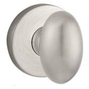 Baldwin Ellipse Privacy Door Knob Set with Modern Round Rose Satin Nickel