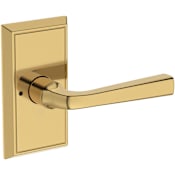 Baldwin Kingvale Privacy Door Lever Set with Chamfered 5" Rose from the Reserve Collection Lifetime Polished Brass