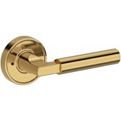 Baldwin Lake Forest Privacy Door Lever Set with Recessed Round Rose from the Reserve Collection Lifetime Polished Brass