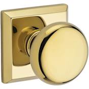 Baldwin Round Privacy Door Knob with Square Rose Lifetime Polished Brass