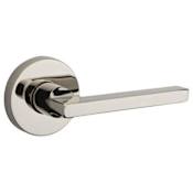 Baldwin Square Privacy Leverset with Contemporary Round Rose Lifetime Polished Nickel