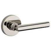 Baldwin Tube Privacy Leverset with Contemporary Round Rose Lifetime Polished Nickel