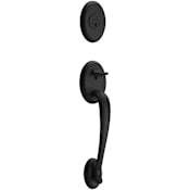 Baldwin Columbus Standard C Keyway Single Cylinder Keyed Entry Handleset with Traditional Round Rose and Ellipse Knob on Interior Satin Black