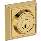 Baldwin Chamfered Square Solid Brass Single Cylinder Keyed Entry Deadbolt from the Reserve Collection Lifetime Polished Brass