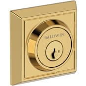 Baldwin Chamfered Square Solid Brass Single Cylinder Keyed Entry Deadbolt with SmartKey SC1 Keyway from the Reserve Collection Lifetime Polished Brass