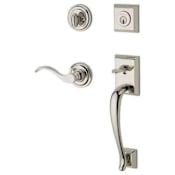 Baldwin Napa Right Handed Standard C Keyway Single Cylinder Keyed Entry Handleset with Traditional Round Rose and Curve Lever on Interior Satin Nickel