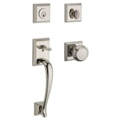 Baldwin Napa Sectional Single Cylinder Keyed Entry Handleset with Interior Traditional Knob Lifetime Polished Nickel