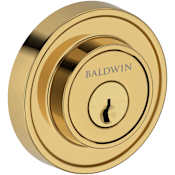 Baldwin Recessed Round Solid Brass Single Cylinder Keyed Entry Deadbolt from the Reserve Collection Lifetime Polished Brass