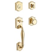 Baldwin Westcliff Sectional Single Cylinder Keyed Entry Handleset with Interior Traditional Knob Lifetime Polished Brass