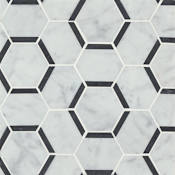 Bedrosians Matisse - 11" x 12" Square Floor and Wall Tile - Honed Visual - Sold by Carton (4.38 SF/Carton) White Carrara / Nero Marquina