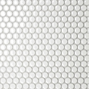 Bedrosians Le Cafe - 1" x 1" Circle Floor and Wall Tile - Glossy Visual - Sold by Carton (9.86 SF/Carton) White