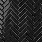 Bedrosians Le Cafe - 1" x 3" Specialty Floor and Wall Tile - Glossy Visual - Sold by Carton (9.42 SF/Carton) Black