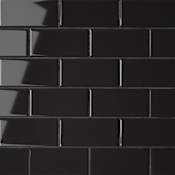 Bedrosians Le Cafe - 2" x 4" Rectangle Floor and Wall Tile - Glossy Visual - Sold by Carton (9.25 SF/Carton) Black