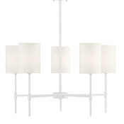 Bellevue 5 Light 25" Wide Drum Chandelier with a white drum shade Bisque White