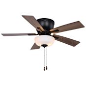 Bellevue 42" 5 Blade LED Indoor Ceiling Fan with Frosted Glass Shade Black
