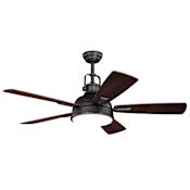 Bellevue Remington 52" 5 Blade LED Indoor Ceiling Fan with a Glass Shade Gold Stone