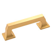 Belwith Keeler Studio 3" Center to Center Solid Brass Square Cabinet Handle / Drawer Pull Brushed Golden Brass
