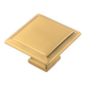 Belwith Keeler Studio II 1-1/2" Square Solid Brass Cabinet Knob / Drawer Knob Brushed Golden Brass