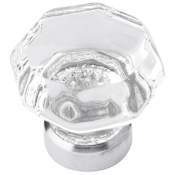 Belwith Keeler Luster 1-3/8 Inch Classic Glass Geometric Cabinet Knob / Drawer Knob Glass with Chrome