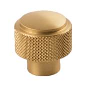 Belwith Keeler Verge 1-3/16" Industrial Diamond Knurled Solid Brass Round Button Cabinet Knob / Drawer Knob Brushed Golden Brass