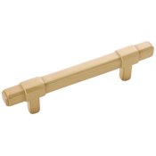 Belwith Keeler Monroe 3-3/4" Center to Center Square Cabinet Bar Handle / Drawer Pull Brushed Golden Brass